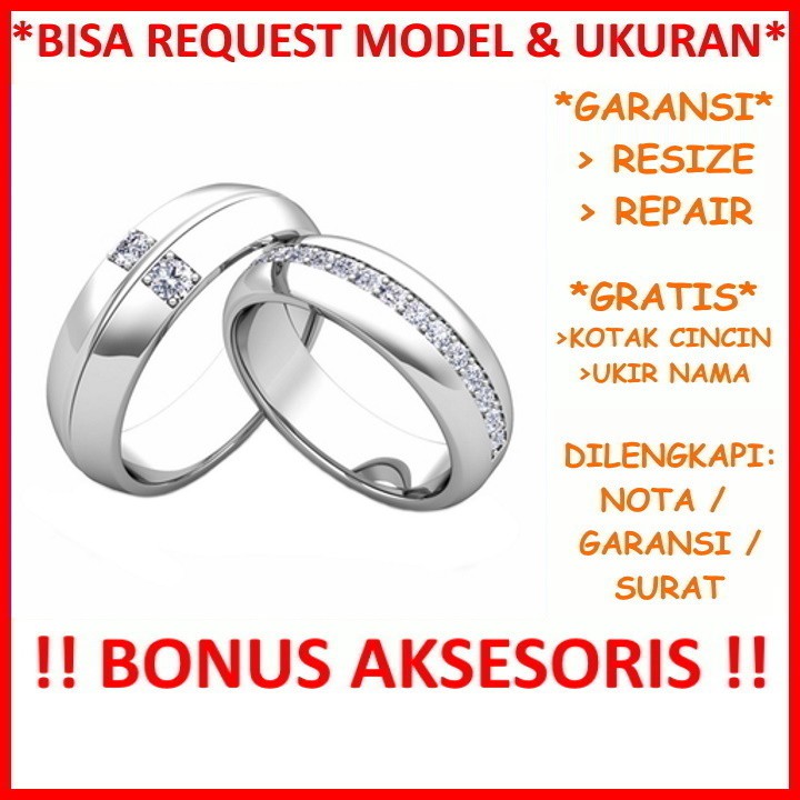 Gratis Ukir Nama Garansi Silver Asli Bisa Pesan Model Cincin Kawin Couple Perak Tunangan Nikah Id543