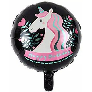 balontoys balon foil hbd bulat happy birthday unicorn head