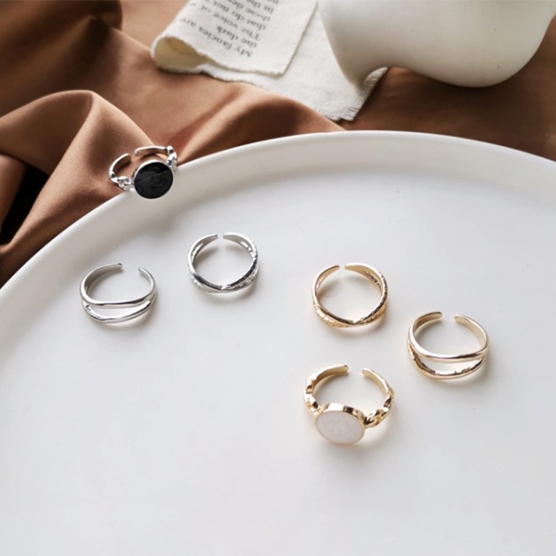 3pcs / Set Cincin Berlian Imitasi Model Terbuka Untuk Wanita