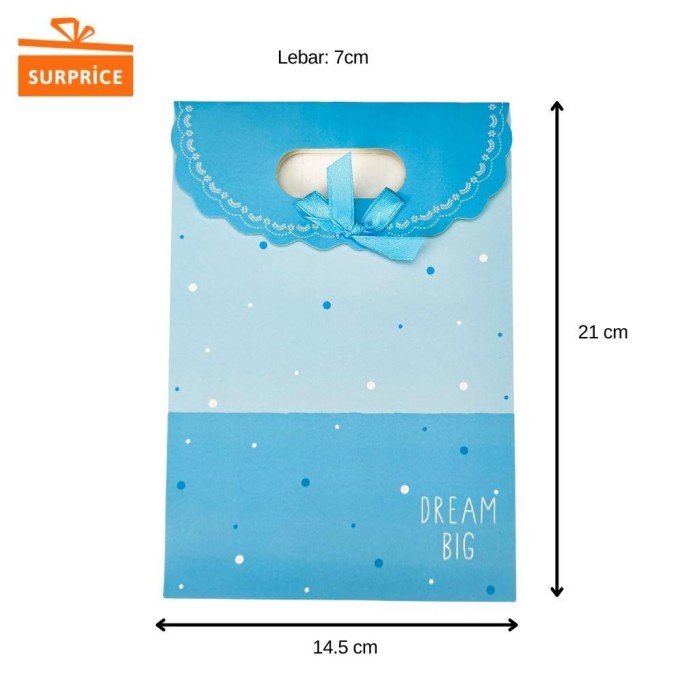 

PROMO Paper Bag Mini 14x19x6cm / Tas Kertas / Tempat Kado Premium - Dream Big Biru