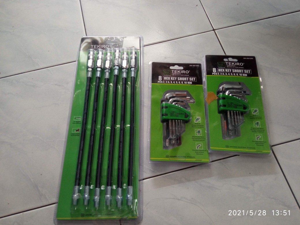 Selang Hose Hand Grease Gun Set 6 Pcs Tekiro Slang Pompa Gemuk Tangan 6pcs 100cc 500cc 100 500 Cc