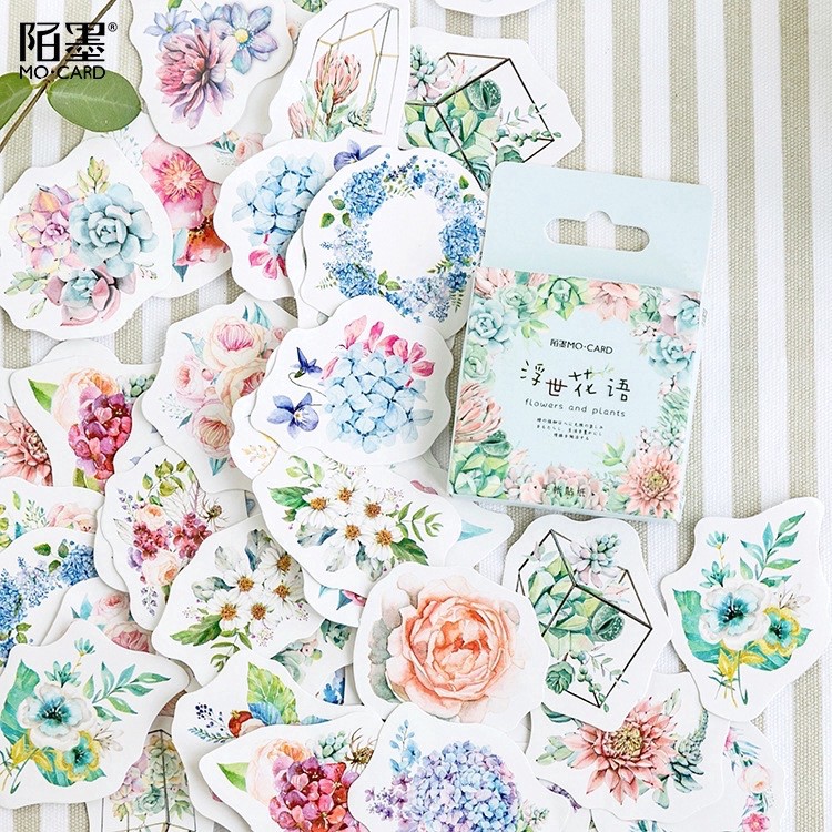 45 pcs Stickers FLOWERS Deco Diary DIY ScrapBook Planner Bujo  Journal-stiker lucu murah aesthetic