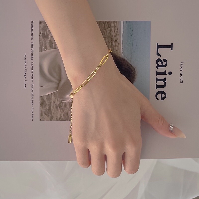 Gelang Titanium Peperclip Gold 18K Vintage Korea Fashion Style