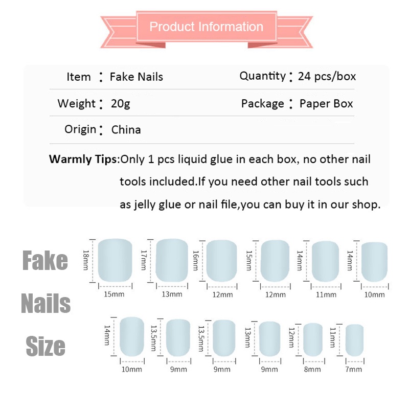 R421-r440 24pcs / Kotak Kuku Palsu Full Cover Untuk Nail Art