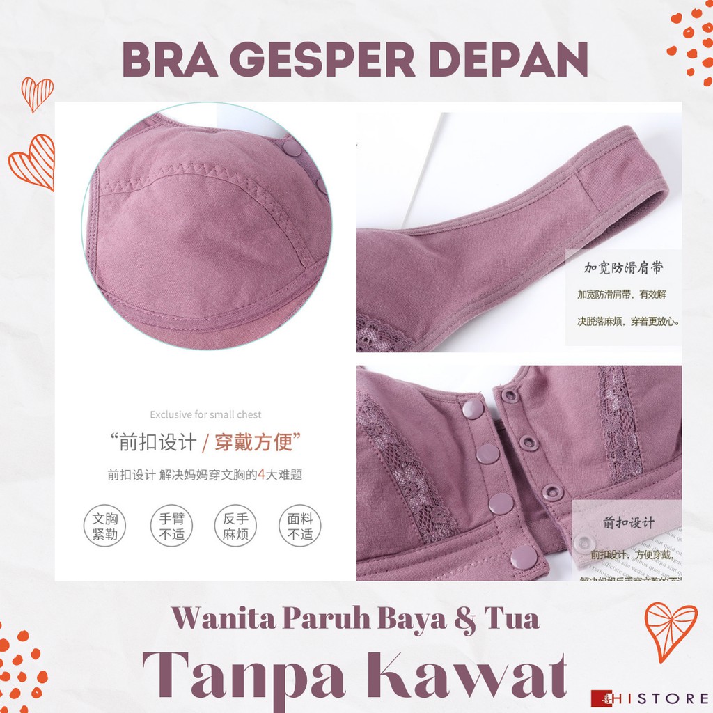 [HI] Bra Seamless Push Up Nirkabel Gesper Depan 2081 Wanita Paruh Baya dan Tua