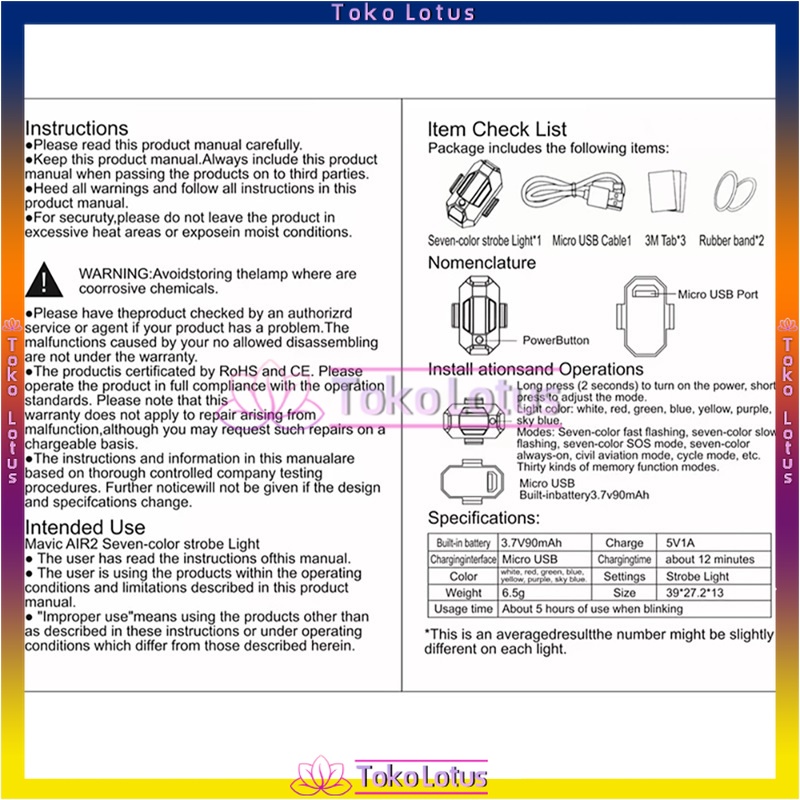 Lampu Drone/motor Strobo LED 7 Warna Universal Anti Tabrakan Untuk Motor / Pesawat / Drone 𝐓𝐄𝐑𝐌𝐔𝐑𝐀𝐇 !!!