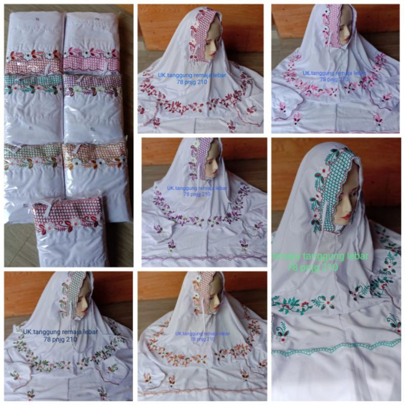 MUKENA TERUSAN REMAJA BORDIR MOTIF KUDUSAN MURAH COD / MUKENAH LAJURAN REMAJA POLINO GROSIR TERMURAH