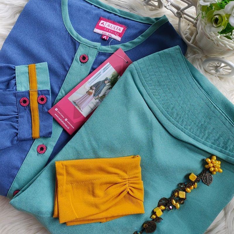 Gamis Aulia Launa Babylone Blue Mint