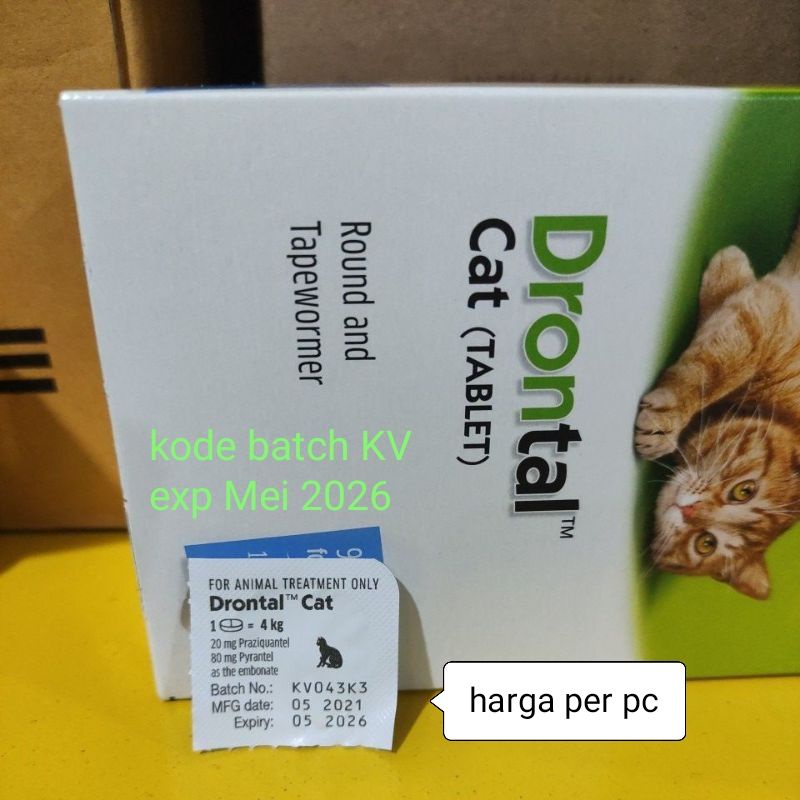 drontal cat obat cacing kucing harga per pcs