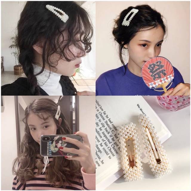 Jepit rambut mutiara hairlip fashion aksesoris rambut gaya korea import