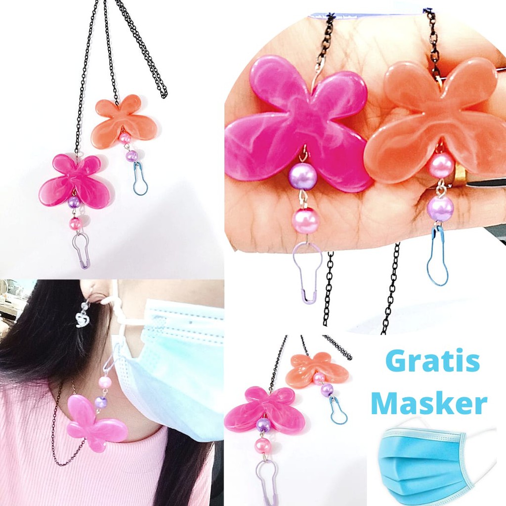 STRAP MASKER KEKINIAN KALUNG MASKER RANTAI KUPU KUPU GANTUNGAN MASKER  STRAP MASK RANTAI MASKER