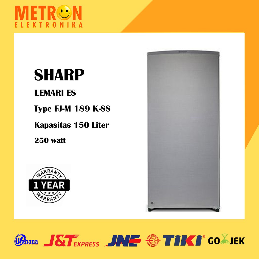 SHARP FJ M 189 K SS / STANDING FREEZER 1 PINTU + KUNCI SILVER / FJM189KSS