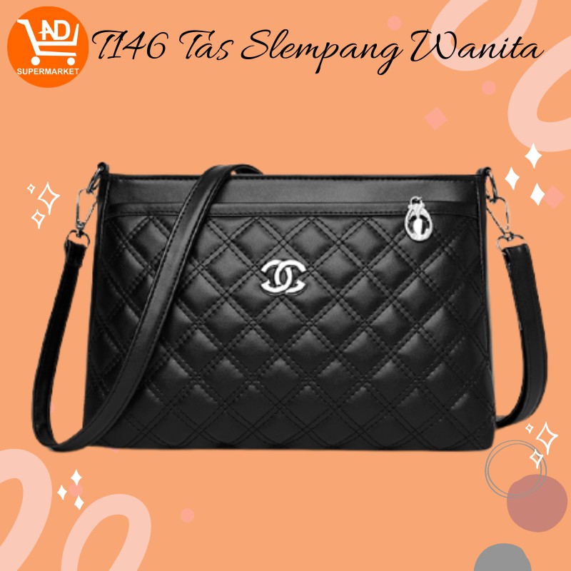 AND COD Tas Selempang Wanita Kulit Grid Motif timbul Slempang Wanita Korea Murah Multifungsi T146