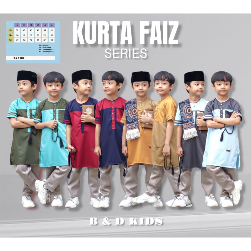 Kurta Anak&amp;Remaja Kurta Faiz Katun Toyobo RoyalMix ||By B&amp;D kids Original (Setelan Baju+Celana)