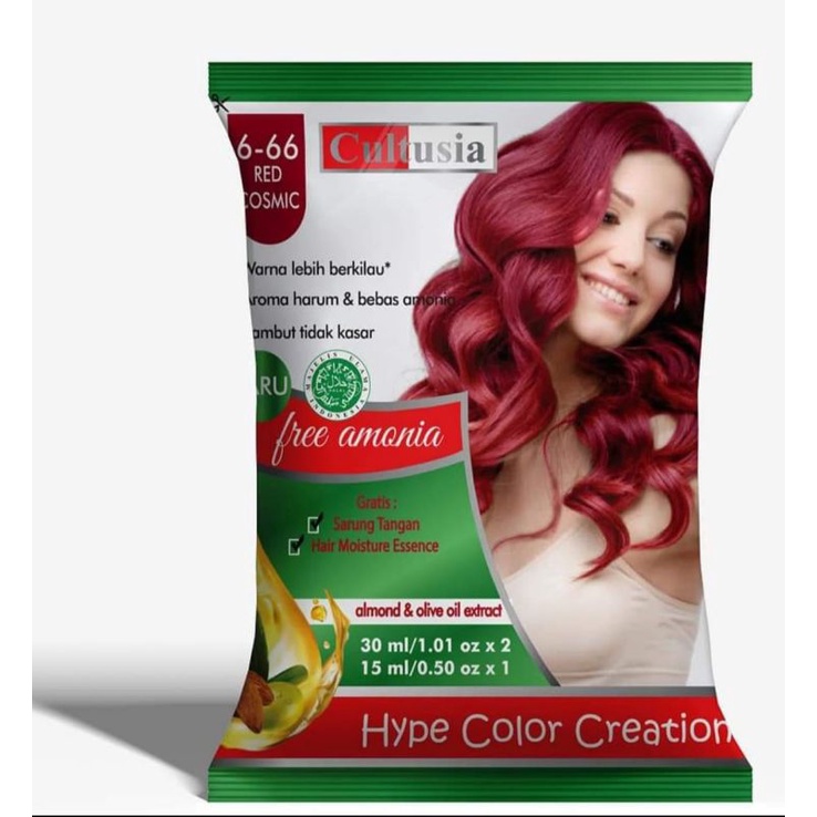 Cultusia Hype Color Creation Sachet Pewarna Rambut Bebas Amonia Sachet Semir Rambut Hitam Instan