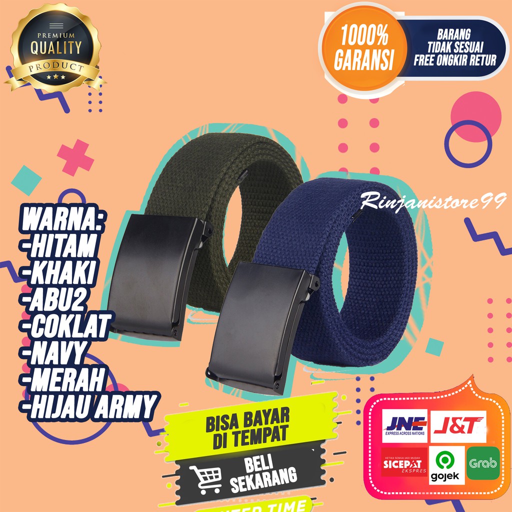 Sabuk Pria Gesper Ikat Pinggang Canvas Original Premium Branded Import New F161