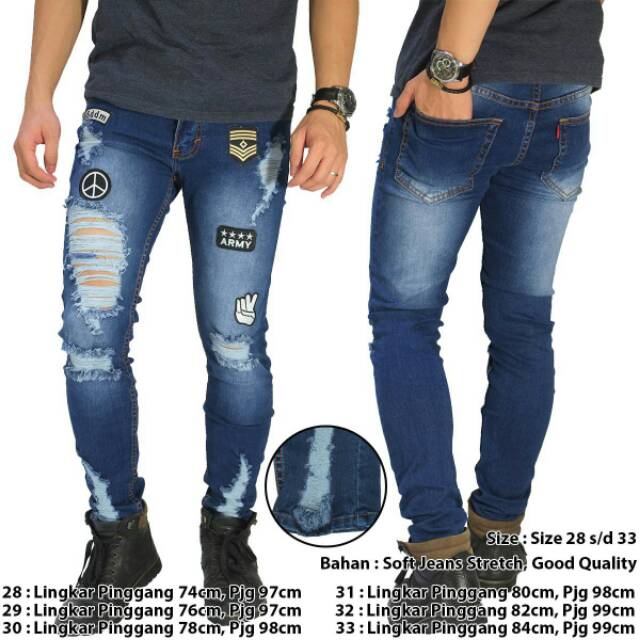 CELANA JEANS FRAYED RIPPED 100% NGARET ORIGINAL JEANS PRIA