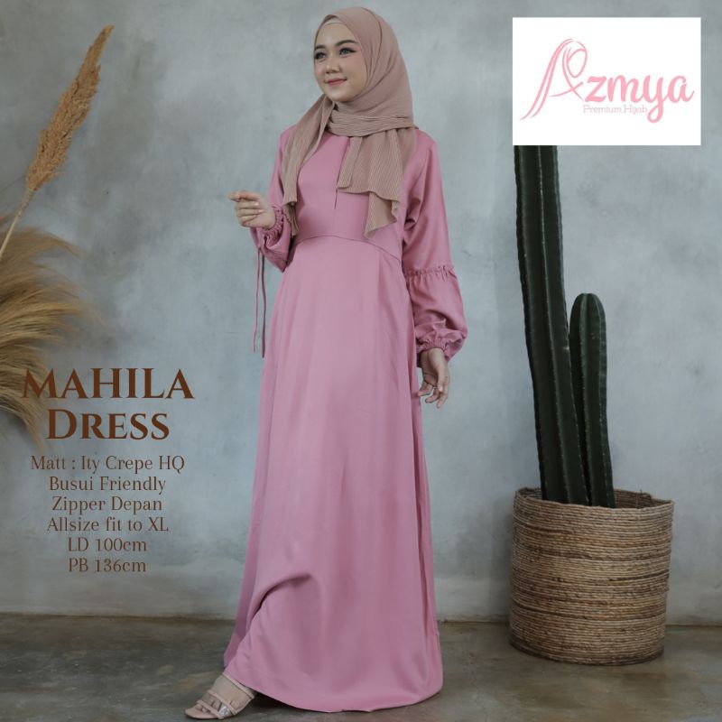 Dress Lengan Balon MAHILA DRESS Gamis Busui Friendly Ld 110cm