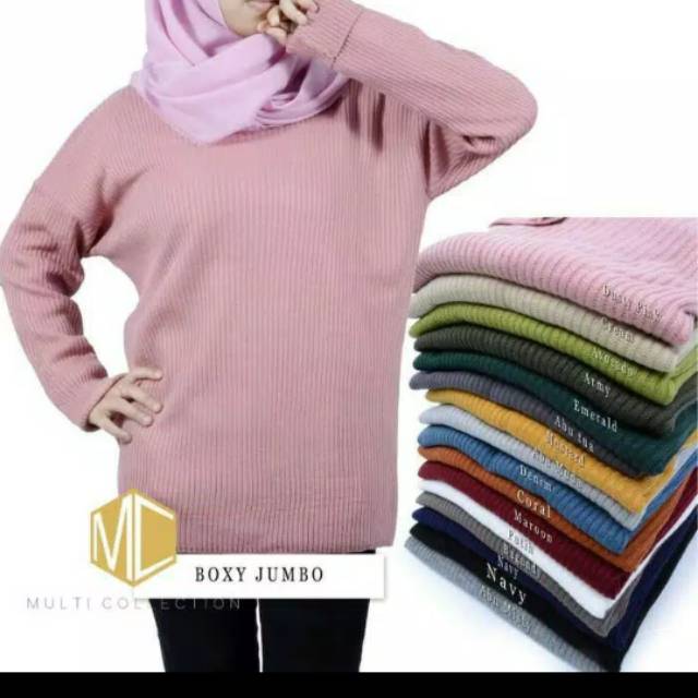 Sweater Rajut Boxxy Wanita Jumbo Murah Jaket Hoodie Bigsize import