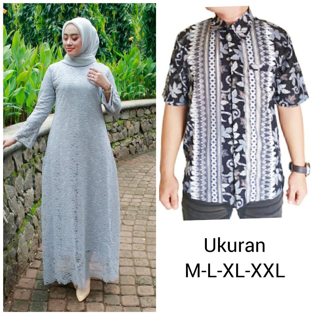 kebaya couple gamis brukat full furing/couple gamis keluarga/gamis wanita/gamis murah gold/maron