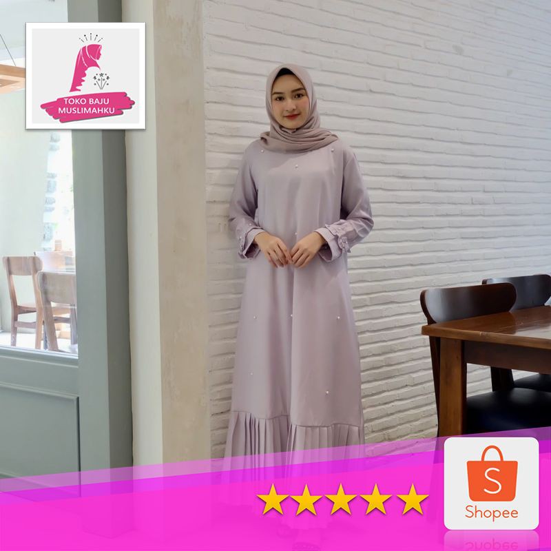 [✅COD] Muslimah Gamis Najma Lilac   / Dress Muslim / Promo Premium • Toko Baju Muslimahku