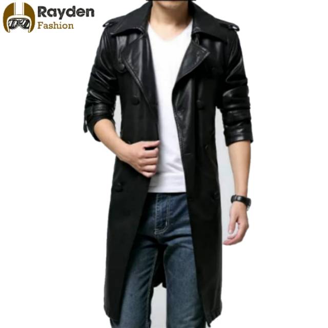 JAKET JUBAH LONG COAT SEMI KULIT SINTETIS JAKET PRIA JAKET MUSIM DINGIN SUMMER