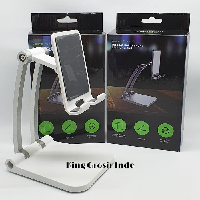 Dudukan HP / FOLDING MOBILE PHONE DESKTOP STAND Full Stainless - Smartchoice