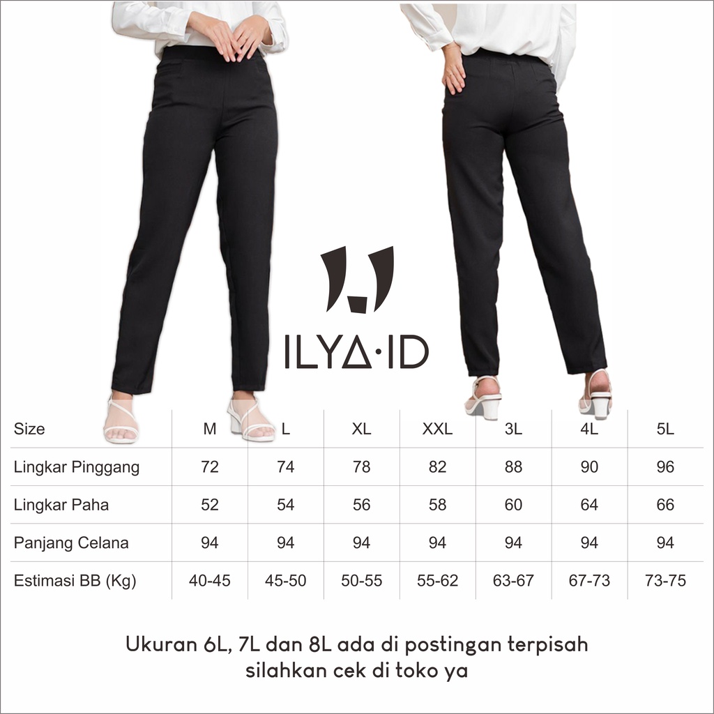 Celana Kerja Wanita Pinggang Karet Highwaist - Celana Kantor Wanita Jumbo M-5L BB 40-75