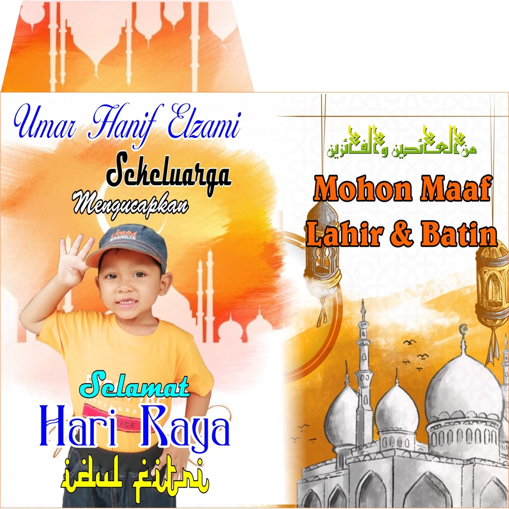 Amplop lebaran Idul Fitri unik custom murah Bisa pakai Foto sendiri/anak/KELUARGA/glossy/mengkilap