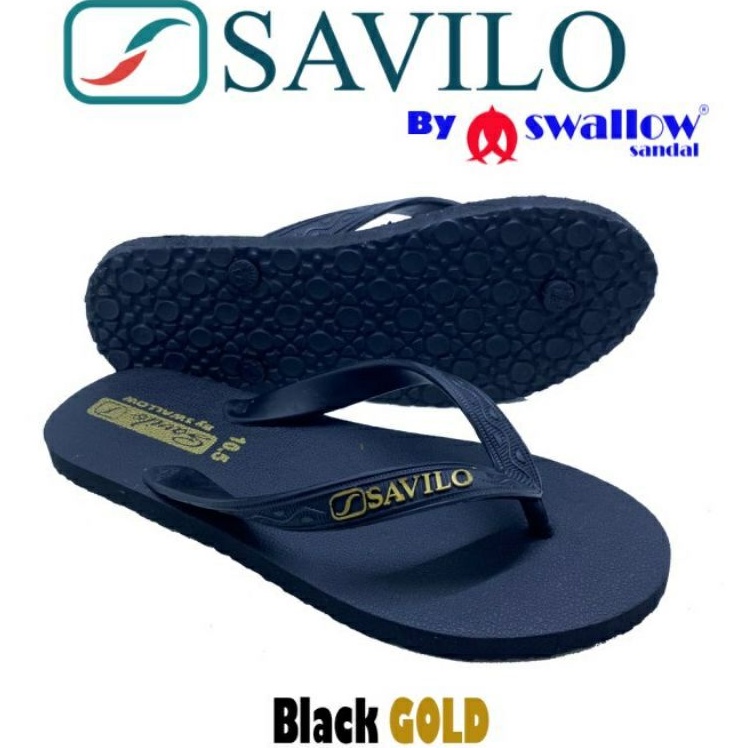 Sandal Jepit Swallow Hitam Emas Original /Black Gold (Savilo) - Savilo Zig-zag - Savilo Duri