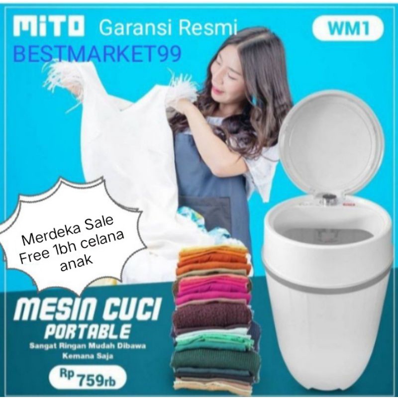 PROMO 10.10 Mito WM 1 Mesin Cuci  Mini Free Emba