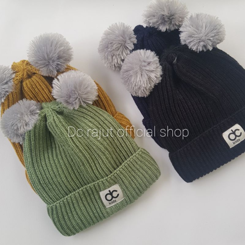Topi Rajut Anak Pompom Kupluk Rajut Anak Bayi Pompom-2