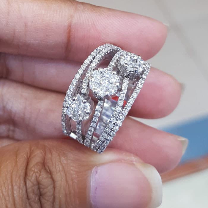 Cincin Wanita Kawin Nikah Original Emas Gold 18k Berlian Diamond Eropa Putih Asli DK1516