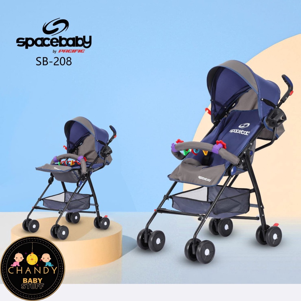 STROLLER SPACE BABY SB 208 ADA MAINAN DI FRONTBAR DAN CUP FOLDER UNTUK BOTOL