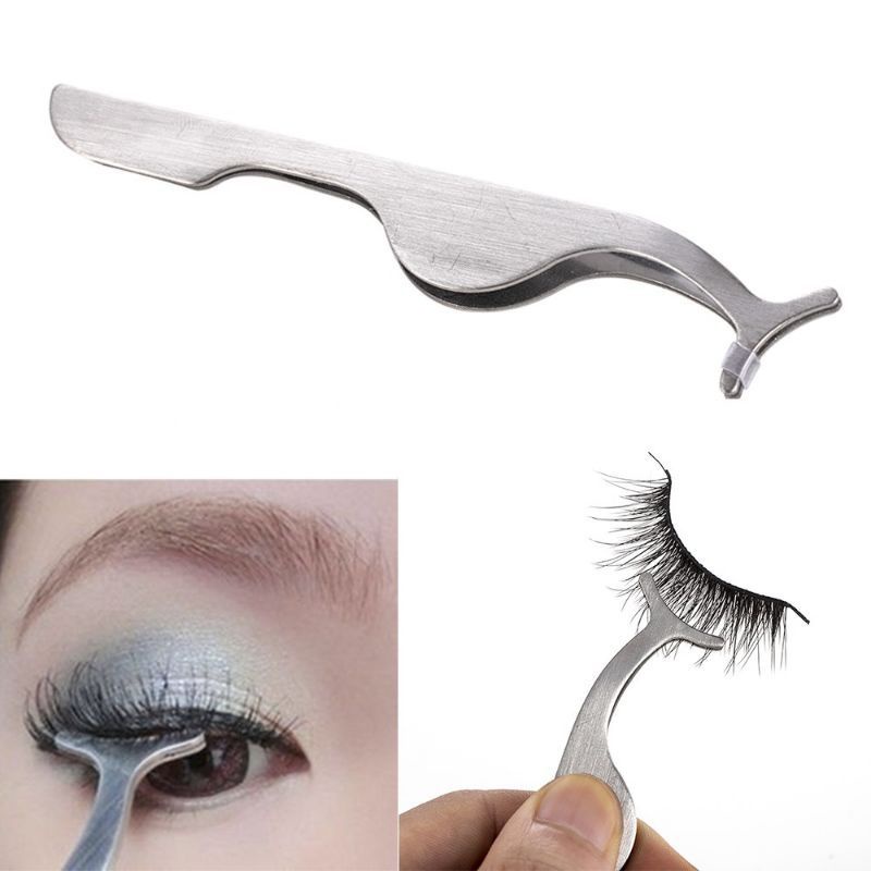 Pinset Lengkung Stainless Steel Untuk Pasang Bulu Mata Palsu / False Eyelash Tweezer Plastik dan Stainless Steel