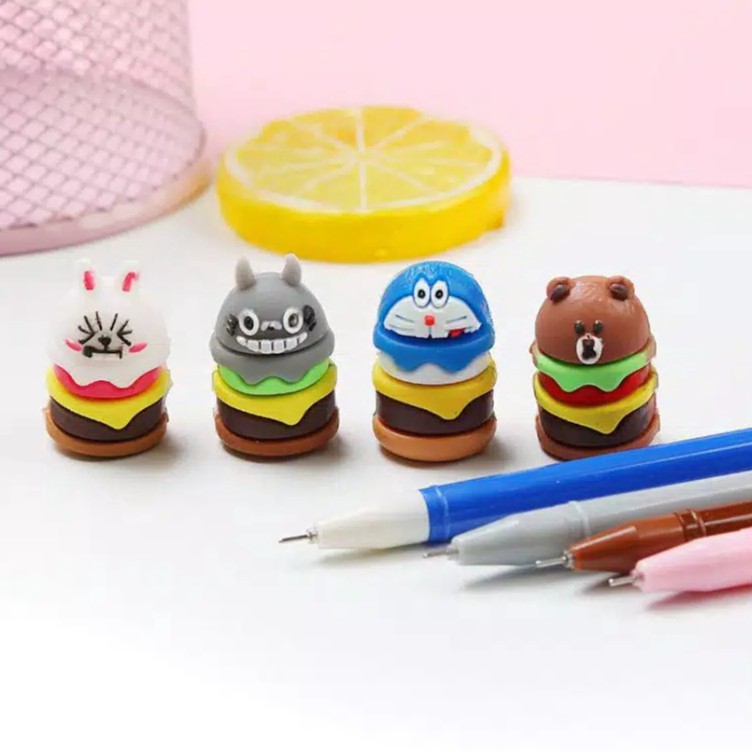 Pena Burger Karakter Pulpen Gel Lucu Import / Pulpen Hamburger Unik Stationery / TV-51