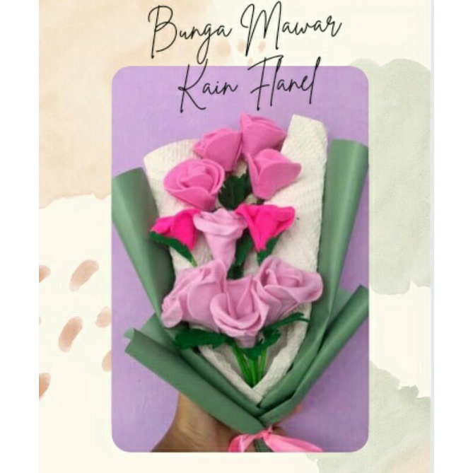 Buket Bunga Mawar Kain Flanel