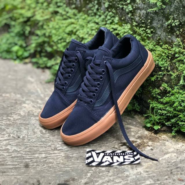 VANS OLDSKOOL NAVY COKLAT GUM WAFFLE DT TAG CHINA