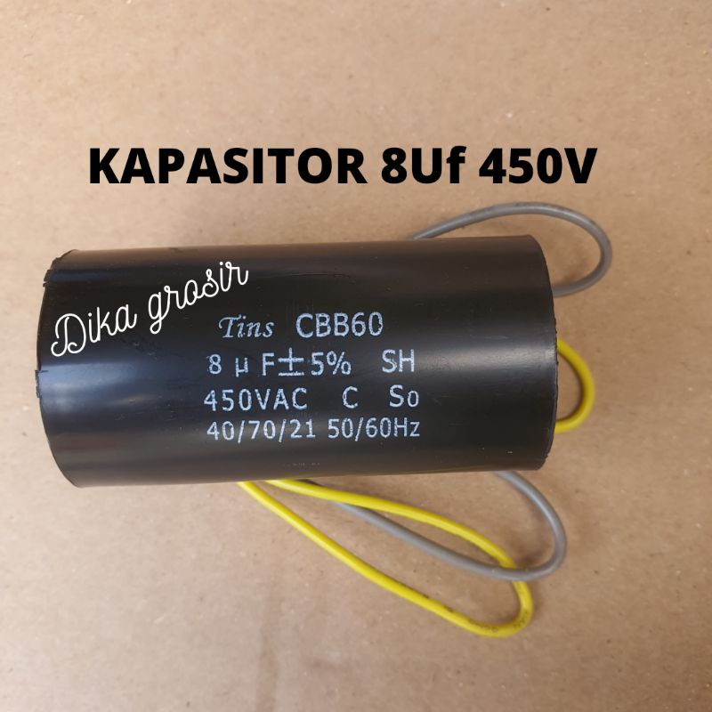 KAPASITOR 8UF 450V MERK TIN