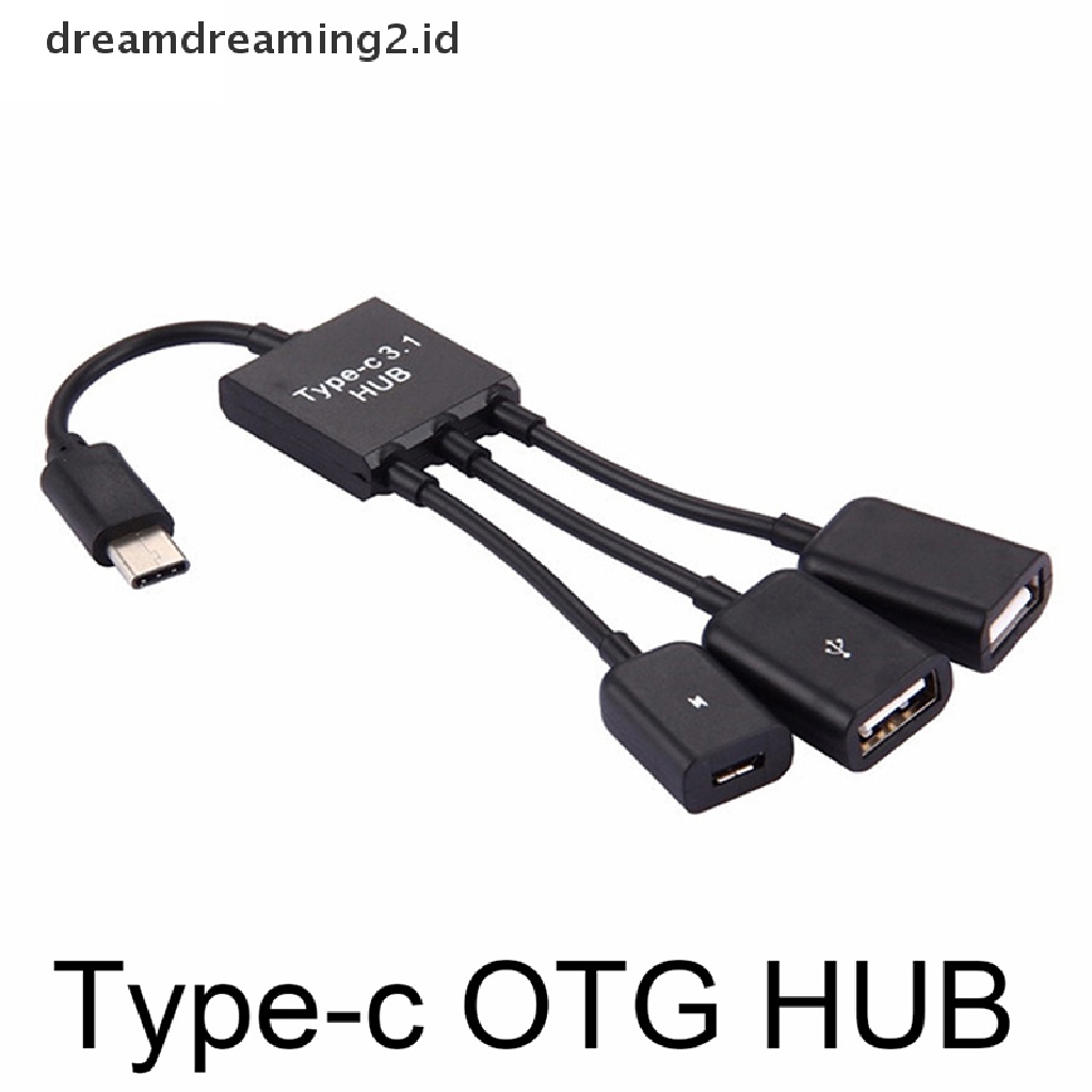 (Hot Style You Like) 3 In 1 Kabel Adapter Konverter 3 Port Usb Tipe-C 3.1 Male Ke Usb 2.0 Otg