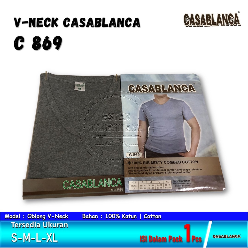 CASABLANCA Kaos Oblong Pria Dewasa V-Neck C 869 Isi-1