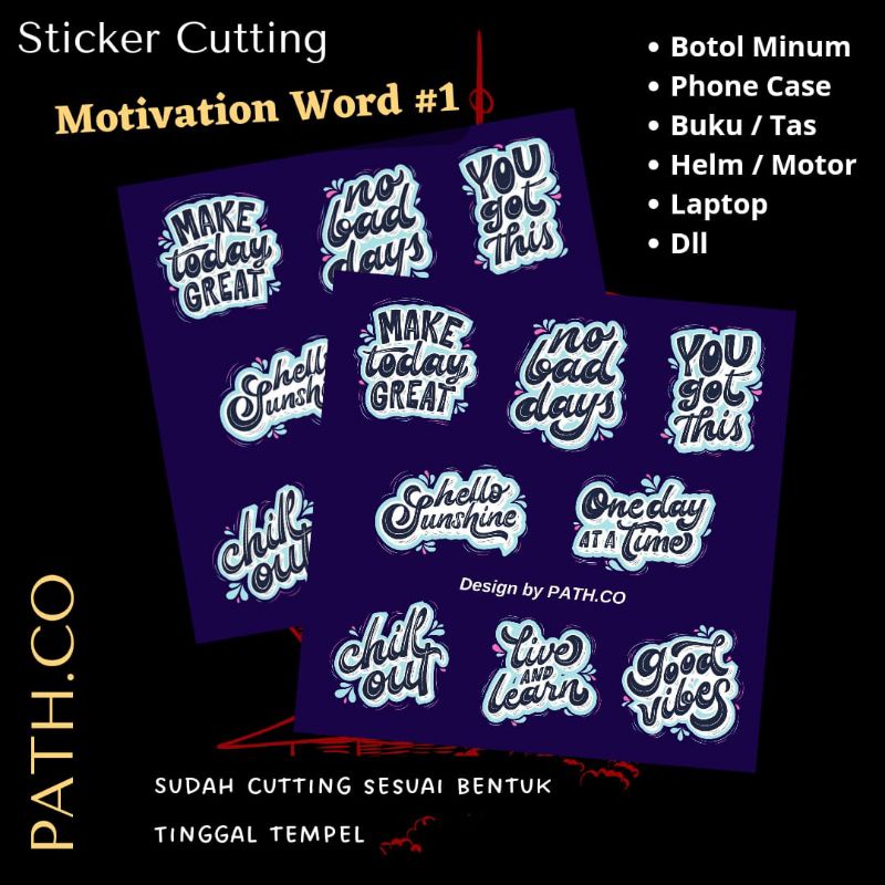 

Sticker Aesthetic Kata Motivasi #1 Stiker Tumblr Super Kawaii Cutting for Helm Laptop Tas Phone Case HP