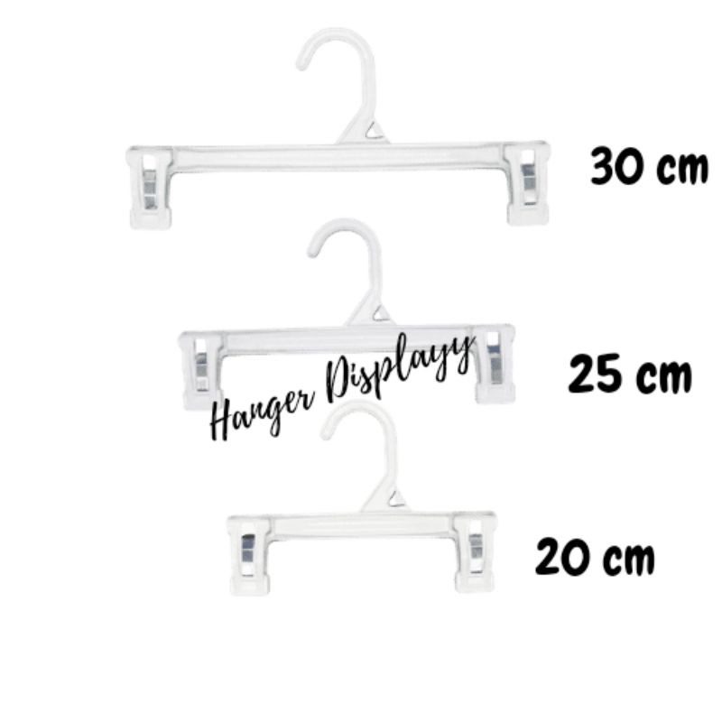 Hanger Jepit Celana/ Kerudung / Rok / Anak-Remaja(25 cm) Plastik Gantungan Baju Jepit Putih (12 pcs)