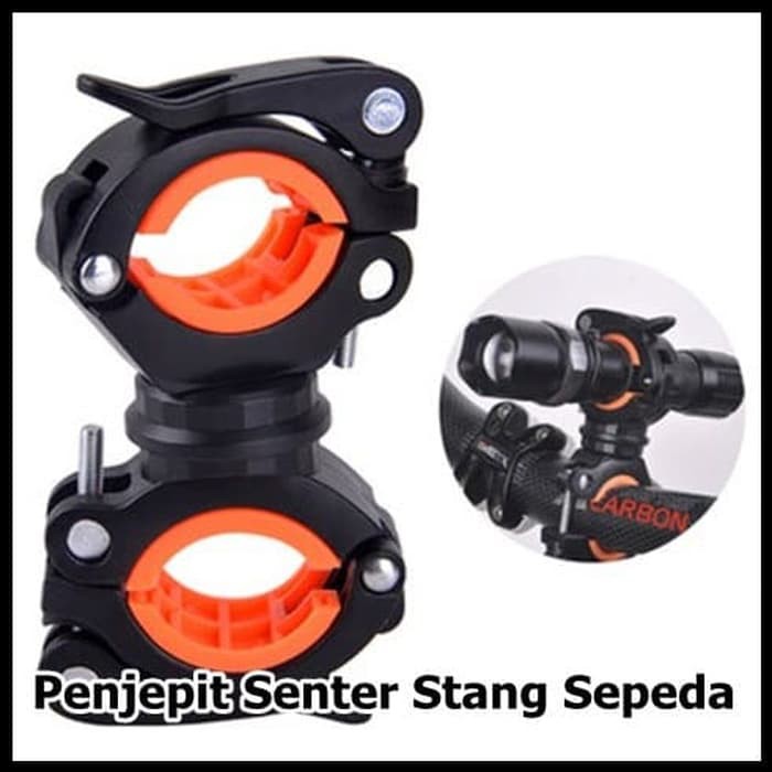 Cycle Zone Clamp Penjepit Senter Stang Sepeda 360 Derajat Black Orange