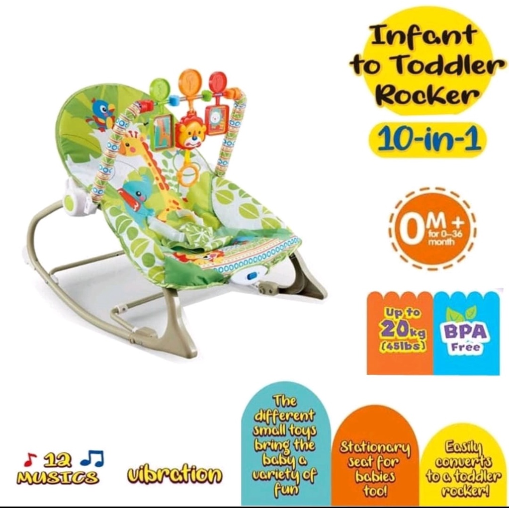 Bouncer Kursi Goyang Manual Bayi Space Baby Mastela FREE BUBBLE WRAP!!-CAN-GREEN GIRAFFE