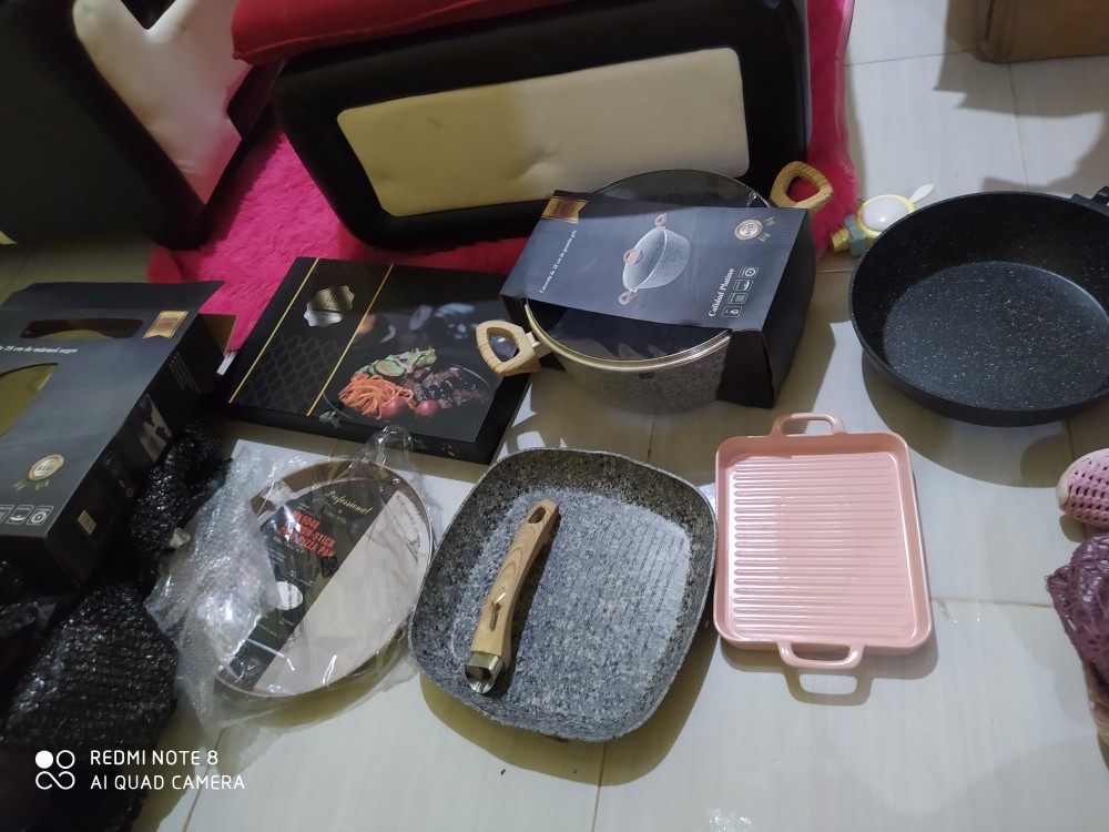 Granite Panci Fry Pan Grill Pan Casserole Marble Granit Granite Penggorengan Pemanggang Anti Lengket