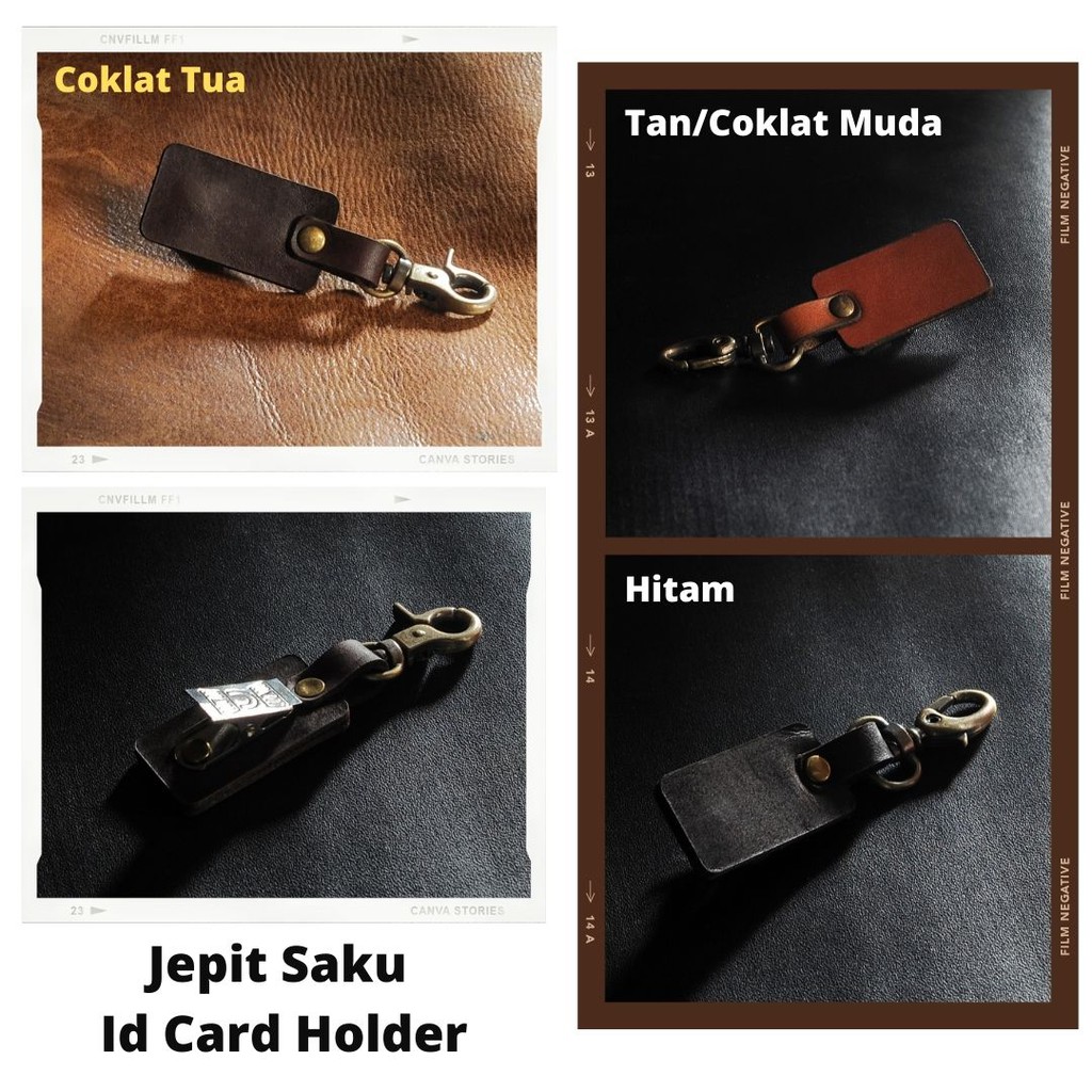 

Jepit Saku Id Card Holder Name Tag Kulit Asli