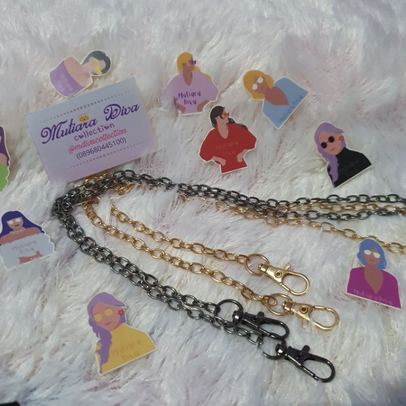 strap mask chain korea / strap masker 2 in 1 medium gold black metal