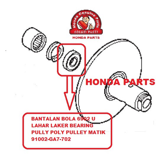 BANTALAN BOLA LAHAR LAKER BEARING PULLY POLY POLI MATIK MATIC 6902U 91002-GA7-702