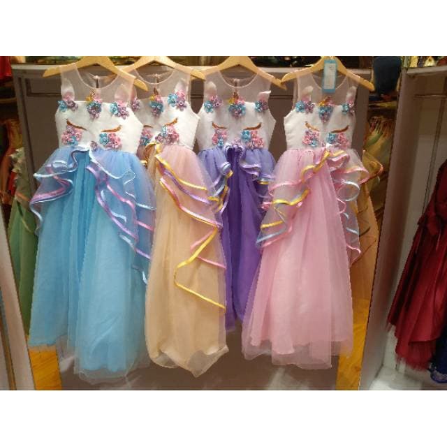 TBI Kostum Anak Unicorn Baju Pesta Dress Tutu Disney Princess Costume